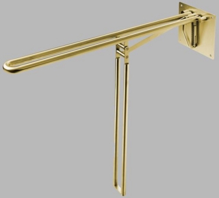 Stödhandtag Fällbart 850mm med     stödben PVD Matt Mässing