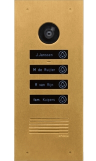 Porttelefon Video med 4 upplysta   namnknappar Mässing